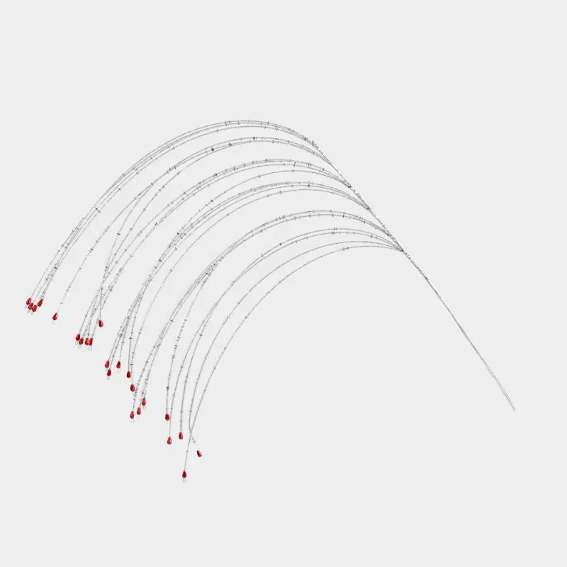 Ветка декоративная, 62 см, бисер/металл, серебристо-красная, Ива, Curved decor