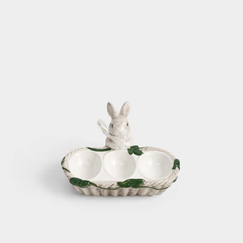 Блюдо пасхальное, 15х8 см, 3 отд, керамика D, молочно-коричневое, Кролик, Easter lace