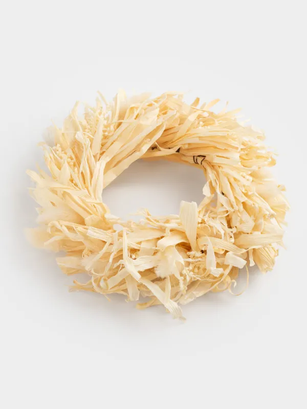 Венок декоративный, 12/23 см, сухоцветы, Лагурус с листьями, Dried flower, image-1