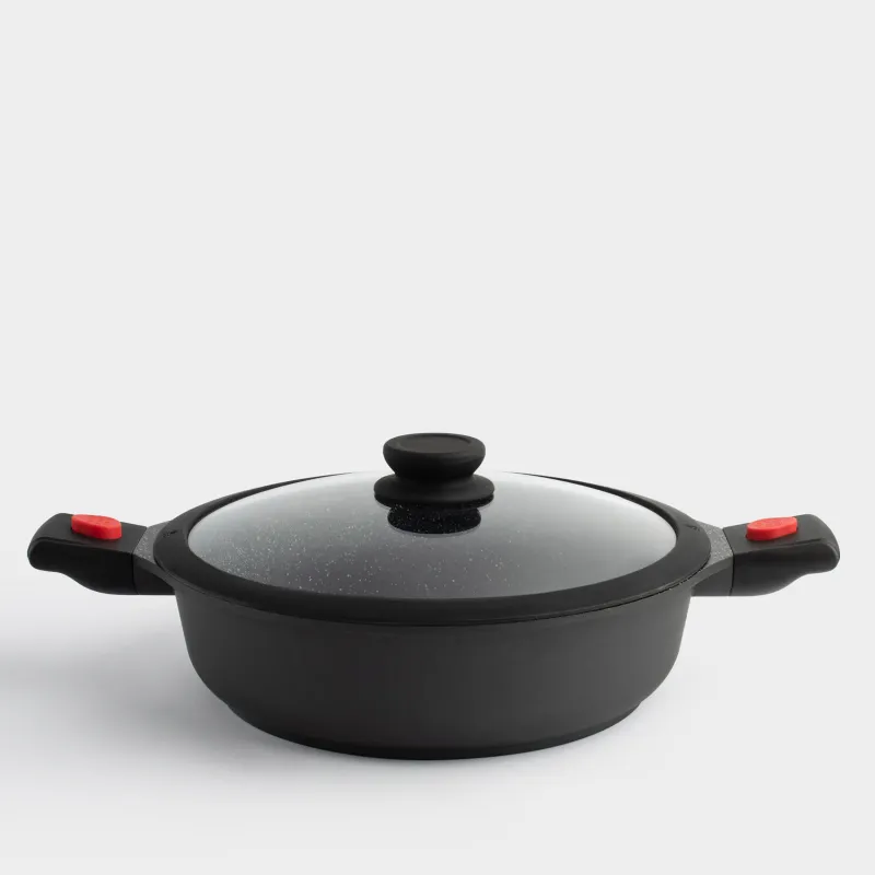 Сотейник, 28 см, с крышкой, 3 съемные ручки, с покрытием, алюминий, Solution Red 2