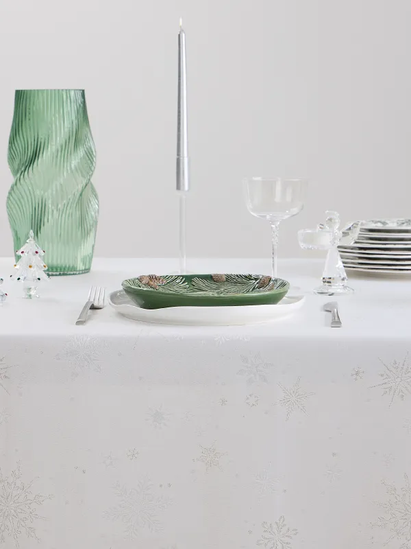 Скатерть, 170х250 см, жаккард, полиэстер, молочная, Снежинки, Snowflakes, image-3