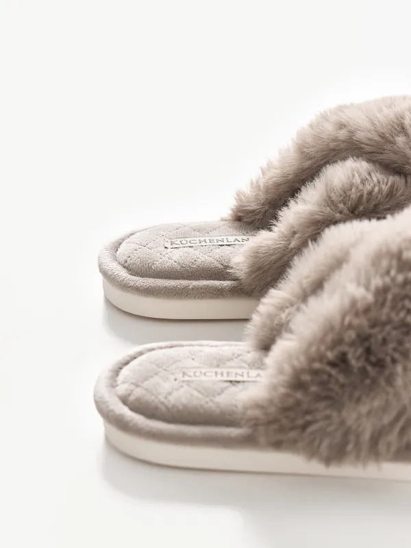 Тапочки женские, домашние, коричневые, Tape, image-3