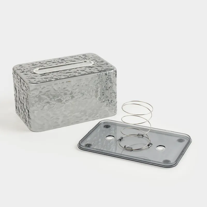 Бокс для бумажных салфеток, 19х12 см, с пружиной, пластик/металл, серый, Renaissance clear, image-5