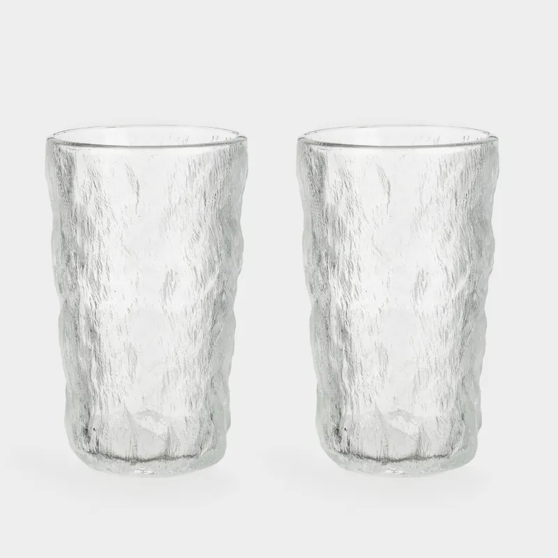 Стакан, 13 см, 350 мл, 2 шт, стекло Р, Мятый эффект, Crumple