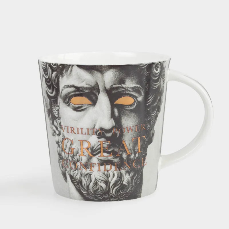 Кружка, 450 мл, фарфор F, серо-золотистая, Греческая скульптура, Apollo