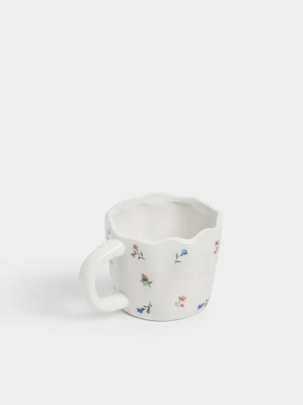 Кружка, 460 мл, керамика D, молочная, Нежные цветы, El flora, image-2