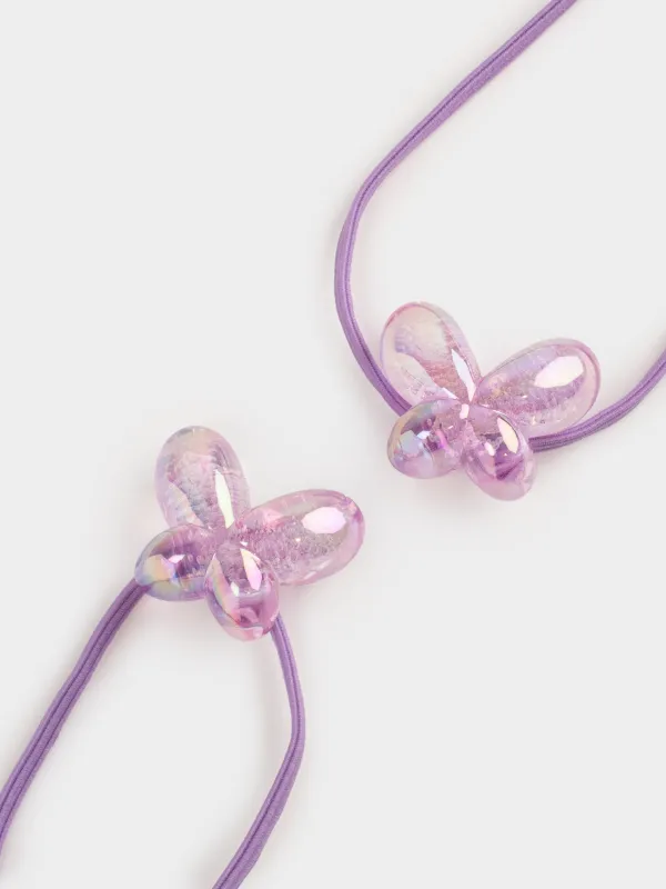 Резинка для волос, 9 см, 2 шт, акрил/полиэстер, лиловая, Бабочка, Gracile, image-2