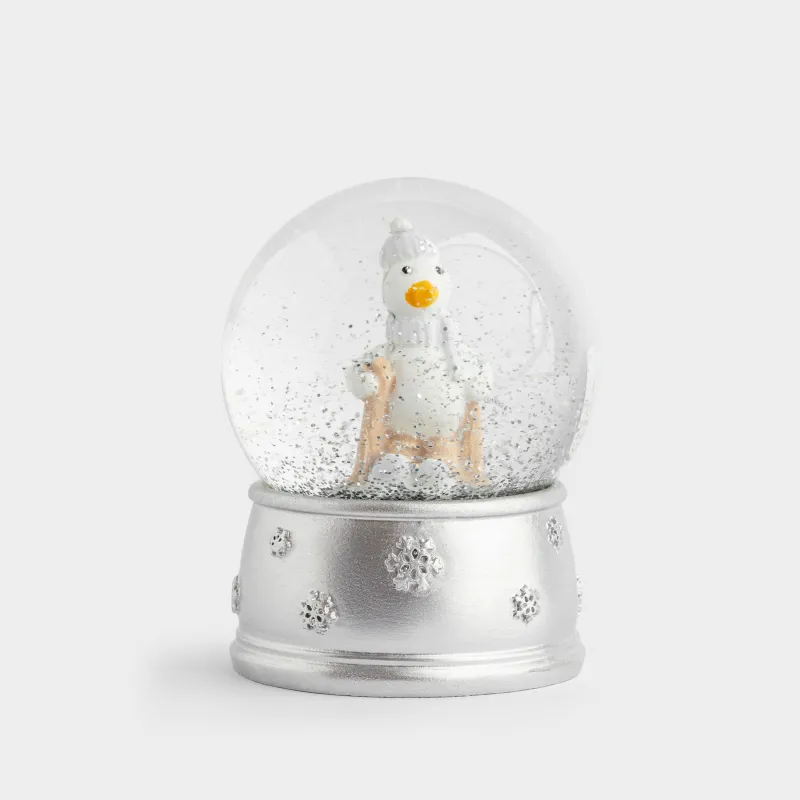 Снежный шар, 8 см, стекло/полирезин, серебристый, Гусь на лыжах, Silver style