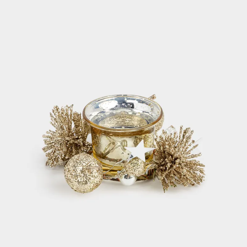 Подсвечник, 11x5 см, для чайной свечи, со свечой, шампань, Яблоки, Apple garden