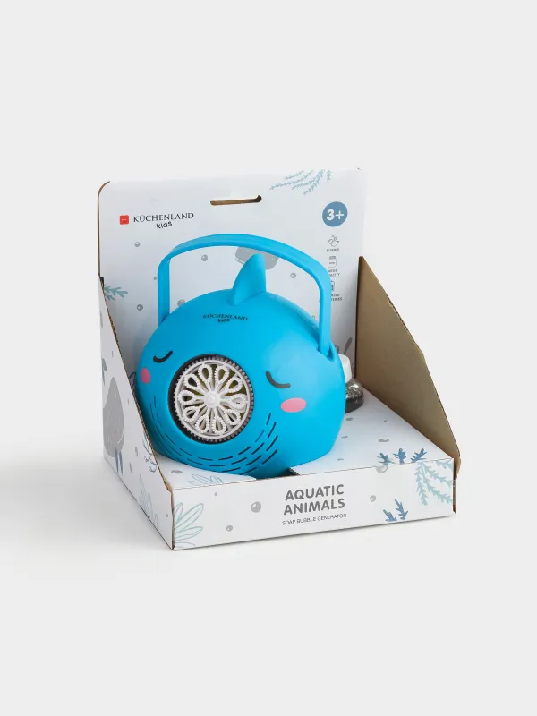 Генератор мыльных пузырей, 15 см, с ручкой, пластик, синий, Кит, Aquatic animals, image-4