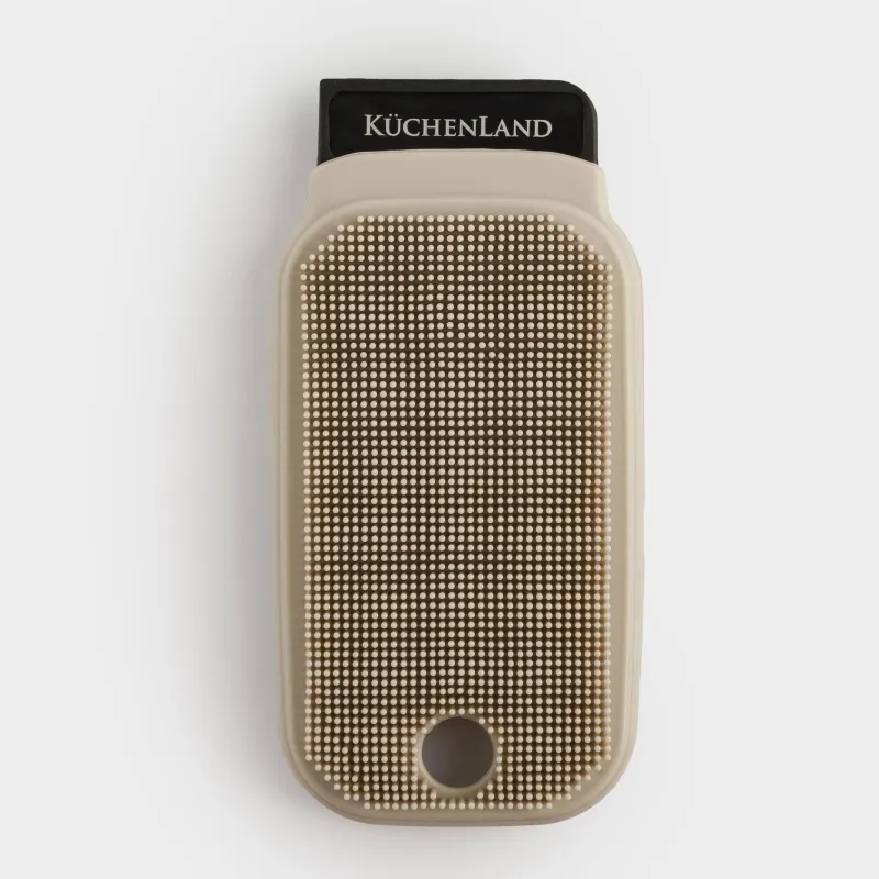 Губка-скребок для мытья на кухне, 7х14 см, двусторонняя, силикон/нейлон, серая, Black clean