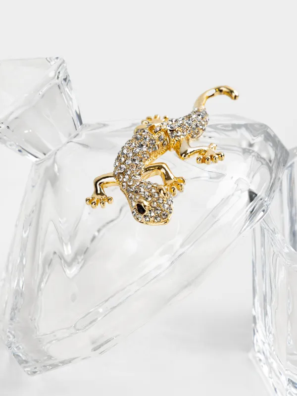 Емкость для хранения, 12х14 см, 300 мл, стекло Р/металл, Золотистая ящерица, Alid, image-4