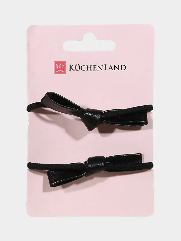Резинка для волос, 6 см, 2 шт, полиуретан, черная, Бантик, Gracile, image-2