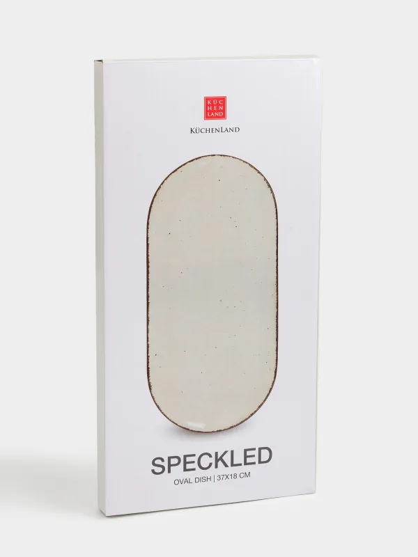 Блюдо, 37х18 см, керамика, овальное, бежевое, в крапинку, Speckled, image-4