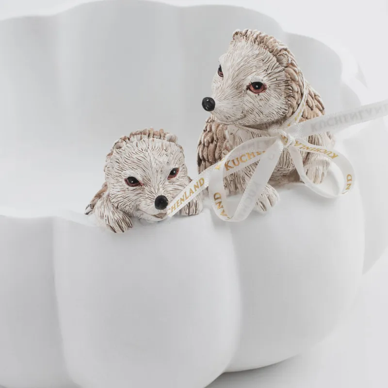 Ваза декоративная, 20х14 см, полирезин, бежевая, Ежики в тыкве, Slight frost, image-1