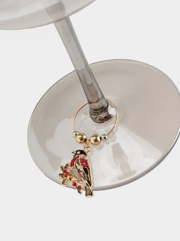 Подвеска для бокала, 4 шт, металл/бусины, золотистая, Новогодние моменты, Christmas time, image-3