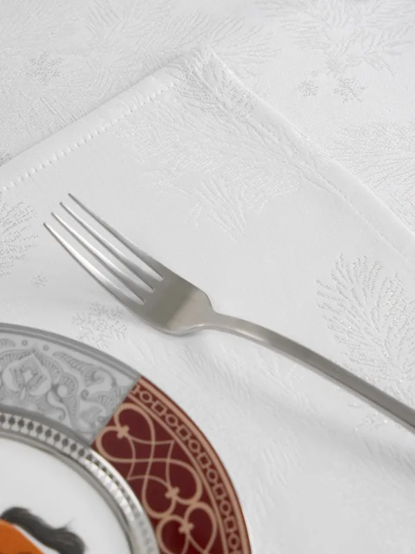 Салфетка под приборы, 30х45 см, жаккард, полиэстер, прямоугольная, белая, Хвойные ветви, Coniferous, image-3