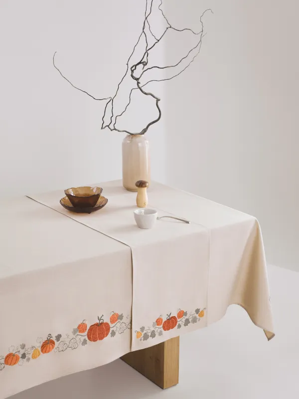Дорожка настольная, 40х160 см, полиэстер, бежевая, Тыквы, Colorful gourds, image-6