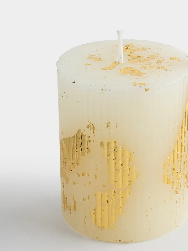 Свеча, 7x10 см, цилиндрическая, Ribbed candle, image-2