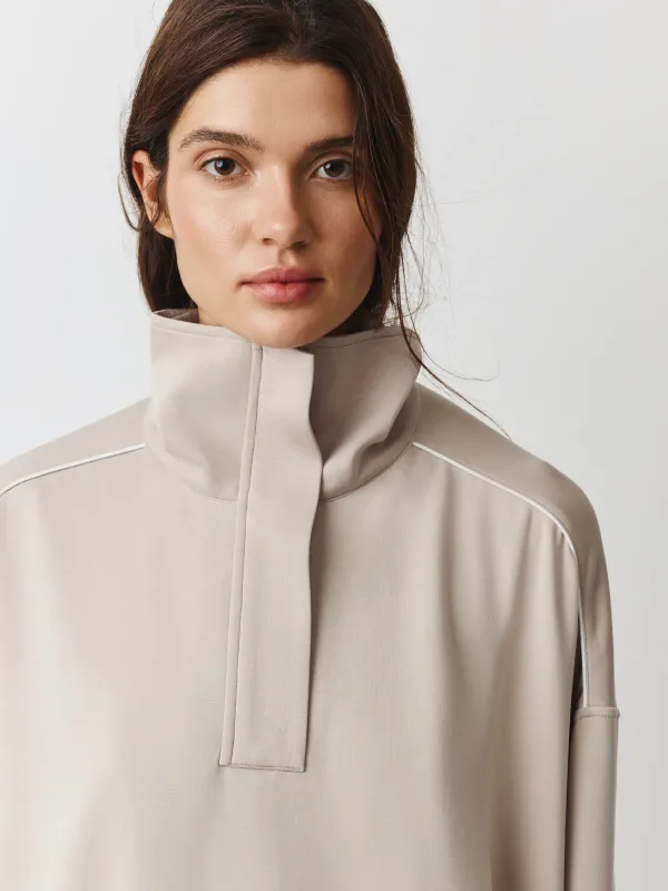 Толстовка женская, р. S, с кнопками, модал/полиэстер/спандекс, бежевая, Alice, image-1