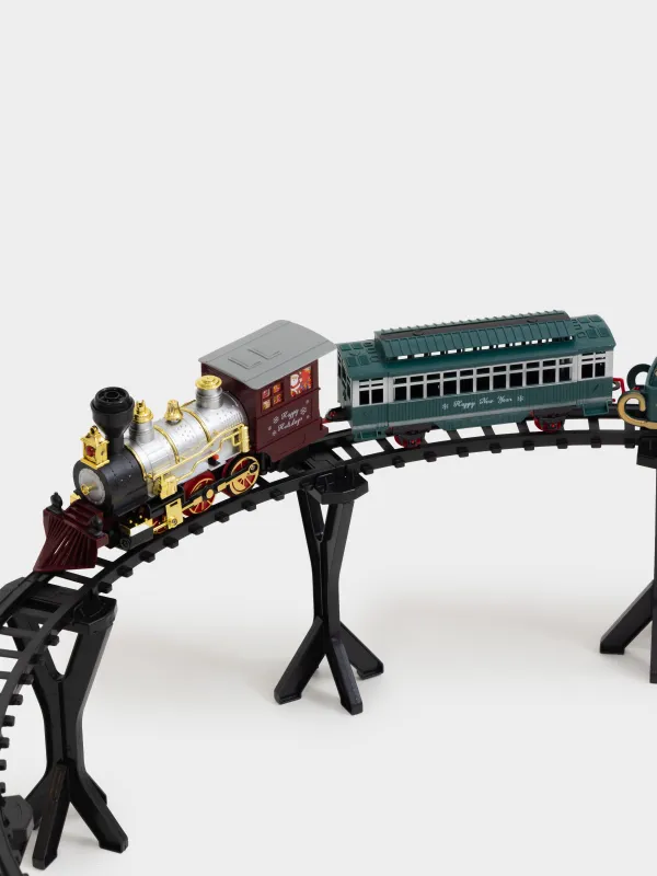 Железная дорога игрушечная, L, музыкальная, с подсветкой/дымом, на подставке, пластик, Game rail, image-2