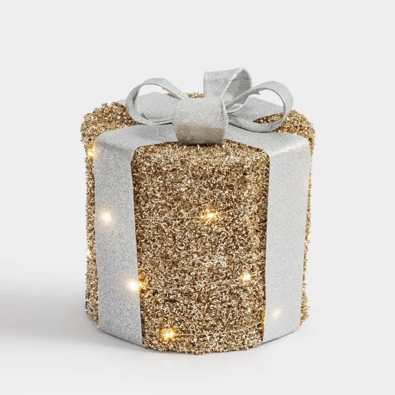 Статуэтка с подсветкой, 20 см, полиэстер/металл, круглая, шампань, Подарок, Frosty sparks