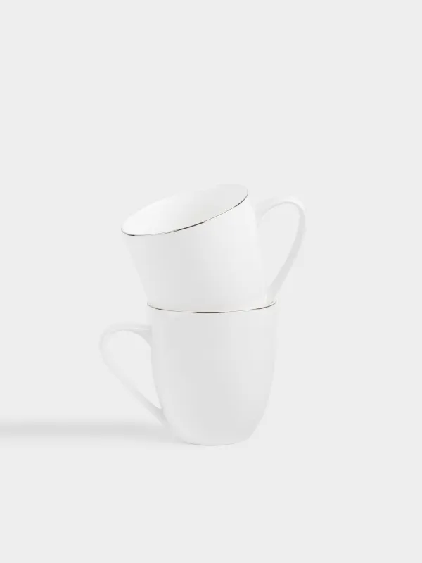 Кружка, с серебристым кантом, белая, Ideal silver, image-0