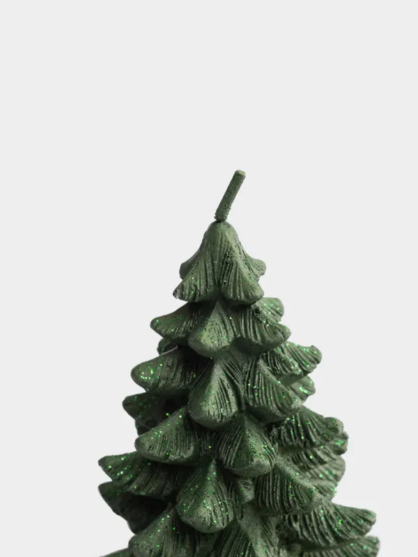 Свеча, 5х8 см, с блестками, Елка, Fir candle, image-1