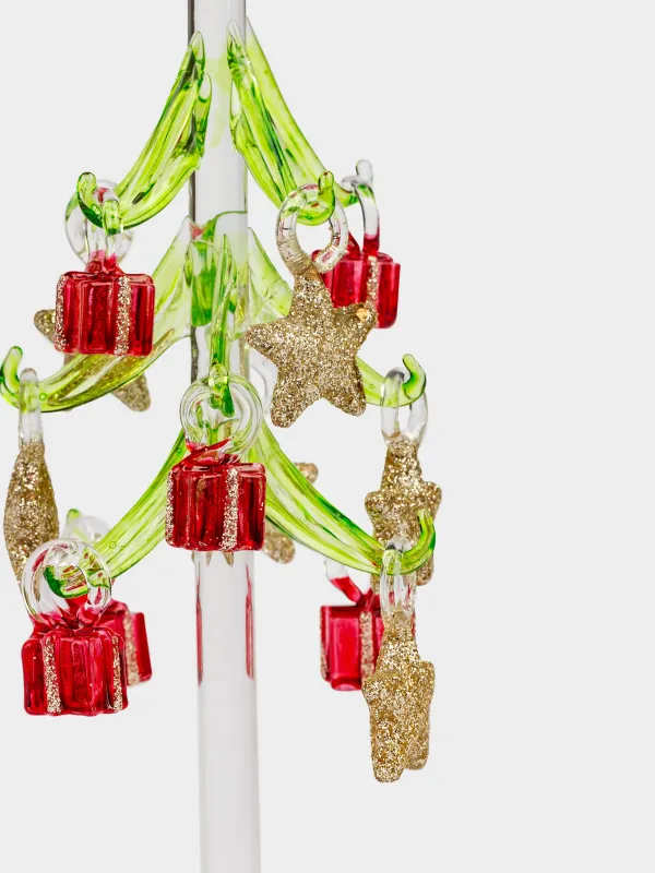 Статуэтка, 20 см, с подвесками, Ель с игрушками, Christmas vitreous, image-3