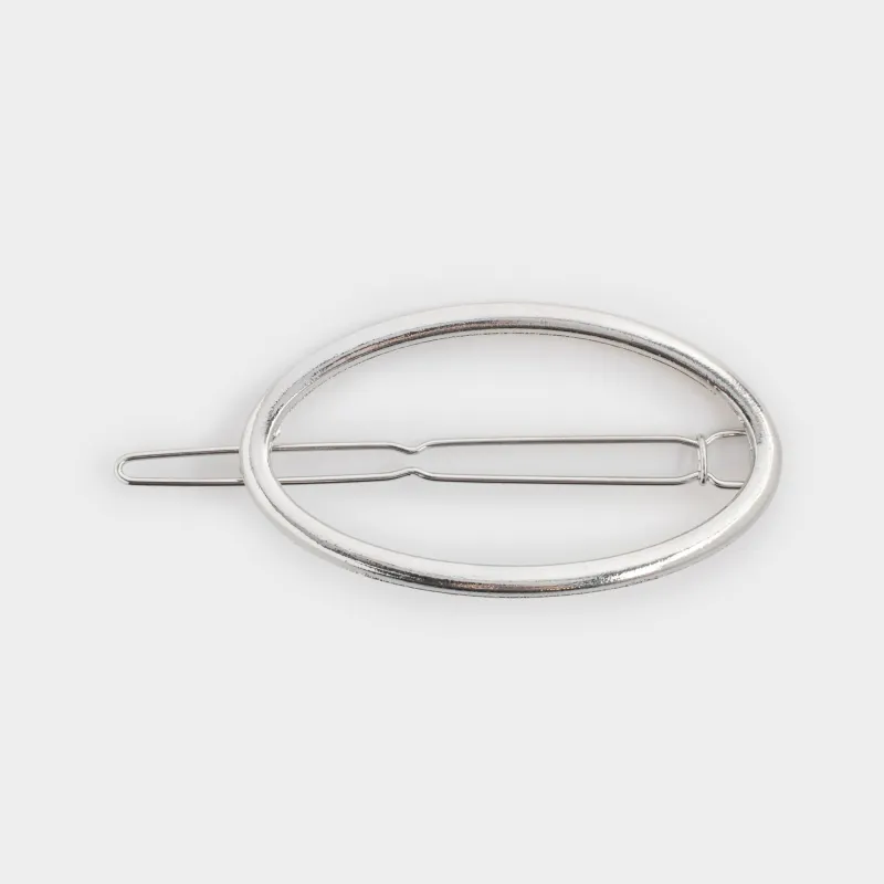 Заколка для волос, 7 см, металл, серебристая, Овал, Hairstyle