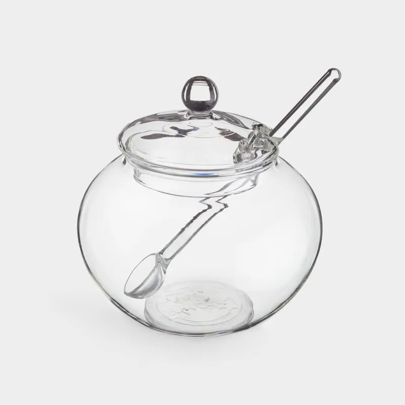 Сахарница, 11 см, 350 мл, с ложкой, стекло, Clear