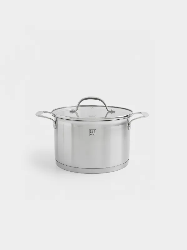 Кастрюля, 20 см, 3,8 л, с крышкой, сталь/стекло Б, Silver Stone, image-0