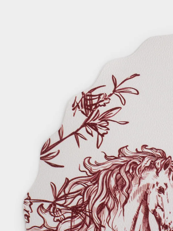 Салфетка под приборы, 40 см, ПВХ, круглая, белая, Лошадь, Rock print, image-3