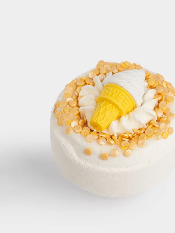 Бомбочка для ванны, 130 гр, с игрушкой, белая, Ваниль, Мороженое, Food spa, image-2