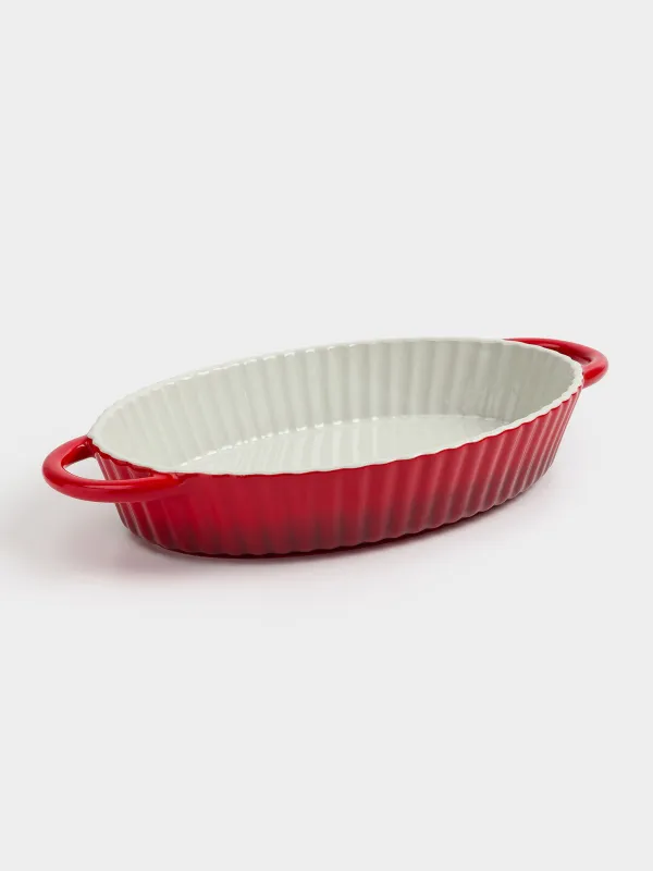 Форма для запекания, 31х22 см, керамика, овальная, бордовая, Градиент, Cakes gradient, image-5