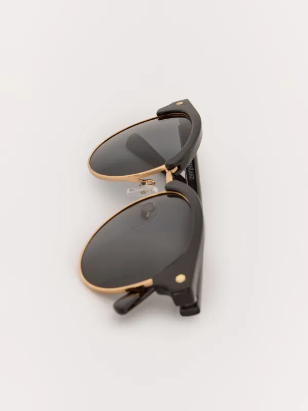 Очки солнцезащитные, металл/пластик, круглые, черные, Панто, Eyewear, image-2