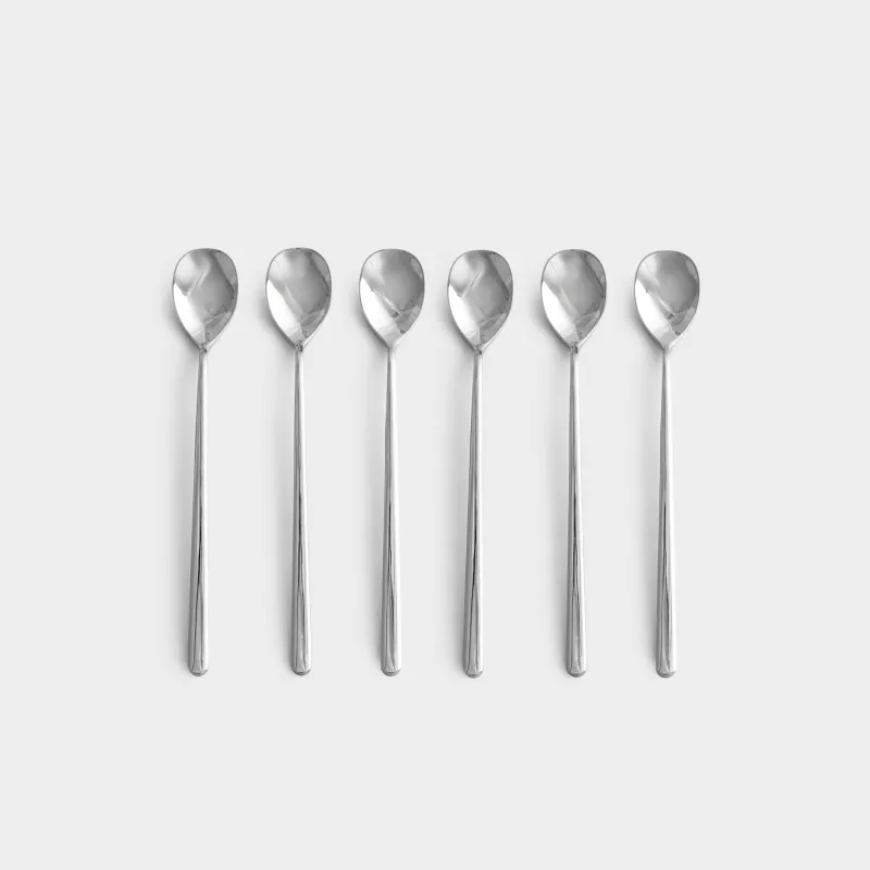 Ложка чайная, 6 шт, с длинной ручкой, сталь, Toscana