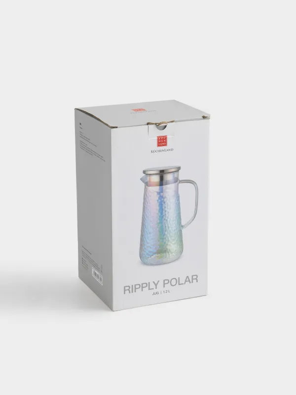 Кувшин, 1,2 л, с крышкой-фильтром, стекло Б/сталь, перламутр, Ripply polar, image-5