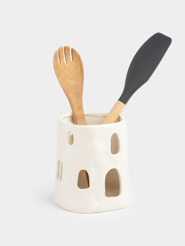 Подставка для кухонных принадлежностей, 14 см, керамика D, молочная, Дом, Snow sparks, image-2