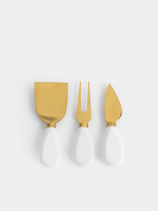 Набор для сыра, 5 предметов, блюдо на подставке, Cheese gold, image-3