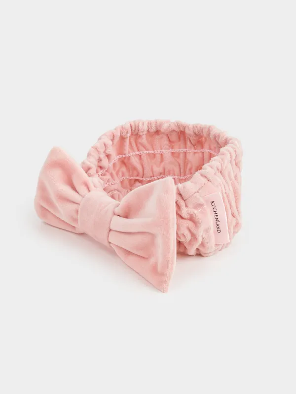 Повязка для волос, 19х7 см, полиэстер, пудровая, Бант, Glamor, image-3