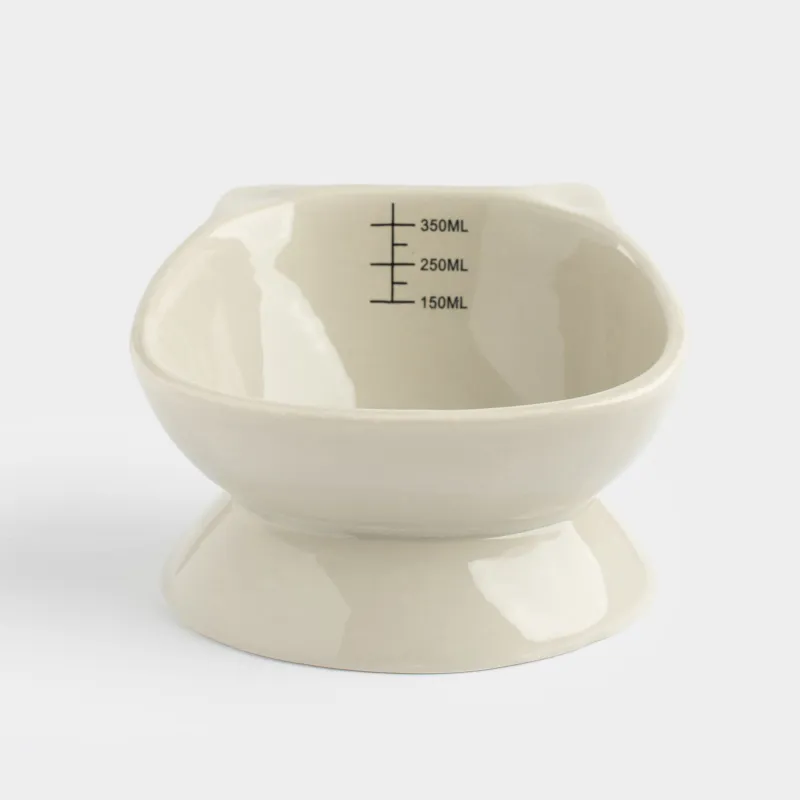 Миска для животных, 13х9 см, 350 мл, с мерной шкалой, на ножке, керамика, серая, Кот, Whiskers