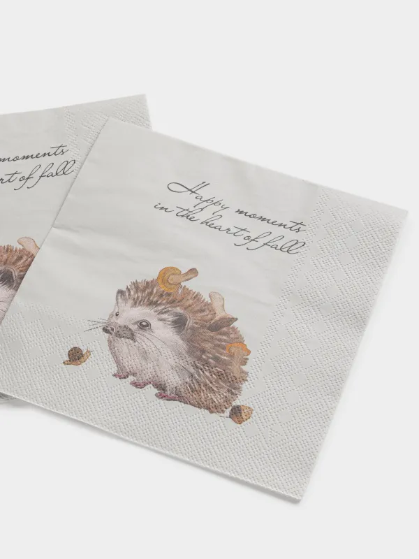 Салфетки бумажные, 33х33 см, 20 шт, Еж, Forest hedgehog, image-2