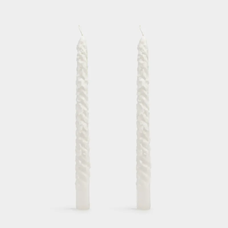 Свеча, 25 см, 2 шт, тонкая, белая, Застывший снег, Snowy candle