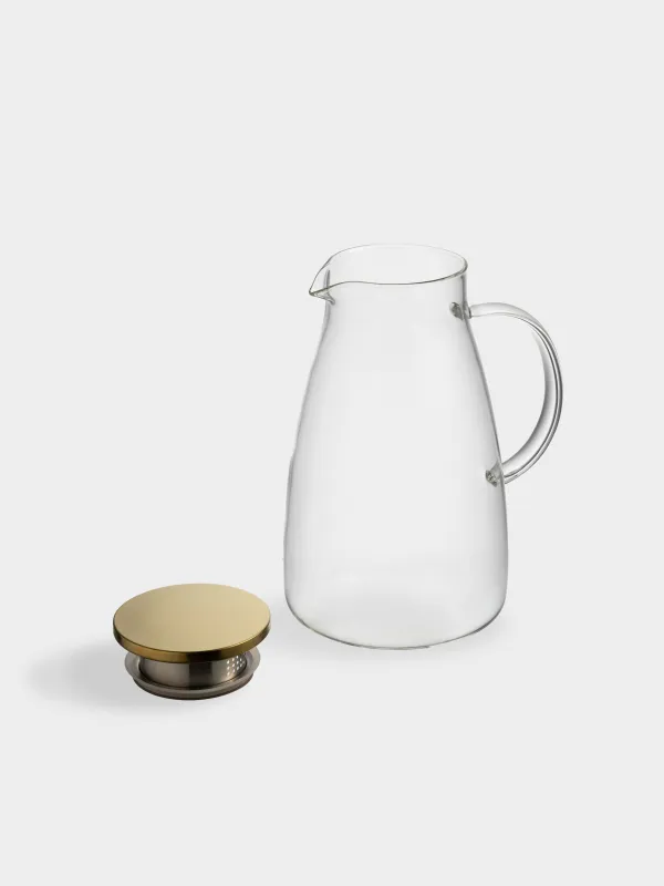 Кувшин, 2 л, с крышкой-фильтром, стекло Б/сталь, золотистый, Classic gold, image-3