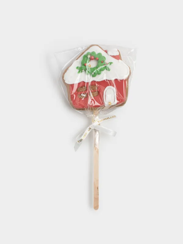 Пряник, 40 гр, глазированный, шоколадный, на палочке, красный, Домик, Prani, image-4