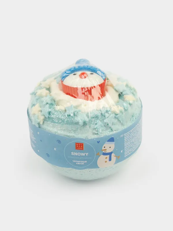 Бомбочка для ванны, 130 гр, с игрушкой, голубая, Черничный смузи, Снеговик, Snowy, image-4