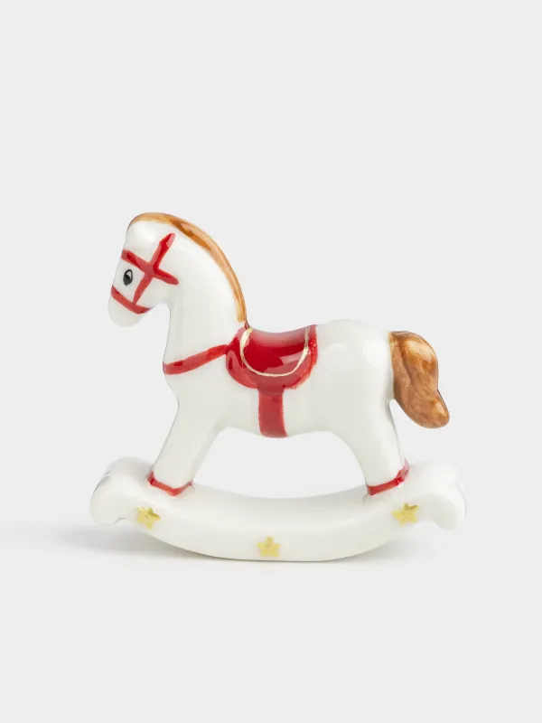 Статуэтка, 7 см, фарфор P, белая, Лошадка-качалка, Antique horse, image-1