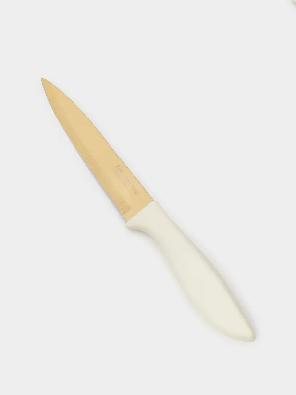 Нож для нарезки, 13 см, с чехлом, сталь/пластик, молочно-золотистый, Regular gold, image-1