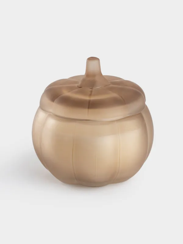 Свеча ароматическая, 8 см, в подсвечнике, с крышкой, стекло, Тыква, White musk warm vanilla, Pumpkin shape, image-0